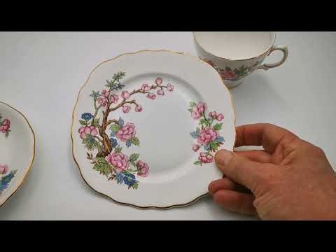 Vintage Colclough Bone China Indian Tree 6796 Teacup Trio