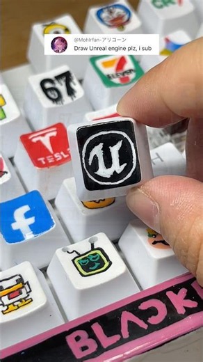 I drawing Unreal engine logo on the keyboard #drawing #art #artshorts #unrealengine