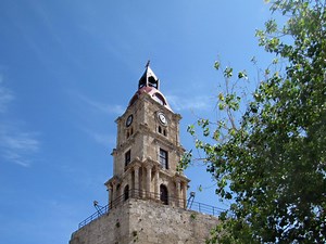 Medieval Clock Tower in Rhodes, Greece
