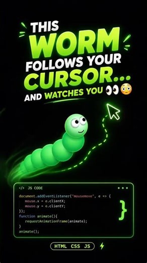 This Worm Follows Your Cursor… and Watches You 👀😳 #coding #css #webdesign