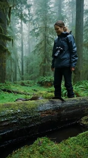 🦦 Shocking! Unbelievable Otter Slides Off Log to Greet Explorer in Misty Forest #otter #wildlife #cute #rainforestStep into the **ultimate**, enchanting misty rainforest! A wildlife photographer is carefully crossing a huge, moss-covered fallen log over a stream (the setup). The deep green colors and mist create a magical, **hidden** atmosphere. The **conflict** is the human intruding upon the wild habitat. The explorer pauses and spots movement below the log. But what happens next will shock y