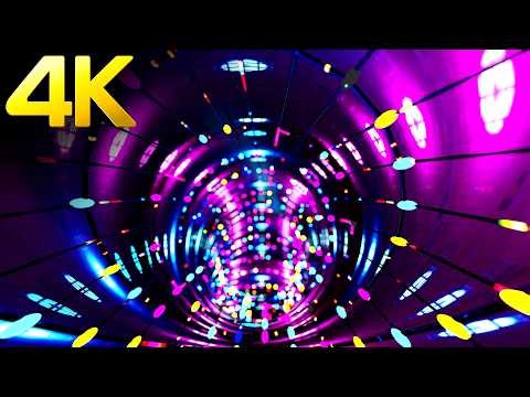 4k Neon Circle Cyberpunk Tunnel || Abstract Trippy Light Bacground Video Loop Chill & Relaxing Video