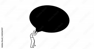 Speech bubble, balloon, Text bubble, 2D micro animation, cartoon, illustration of man inflate speech balloon.