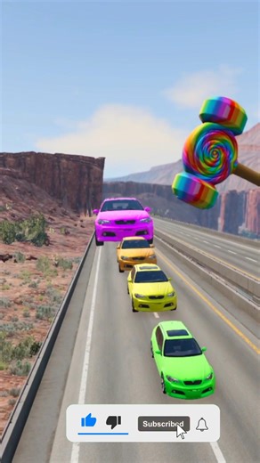 big and small cars vs Spinning Hammer #beamngdrive #automobile