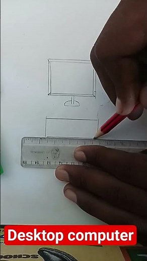 How to draw desktop computer drawing with easy #stepbystep