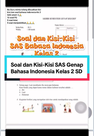 Soal SAS Genap Bahasa Indonesia Kelas 2 SD