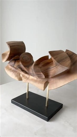 Tidal Bloom — hand-carved walnut sculpture #woodsculpture #woodworking #woodart