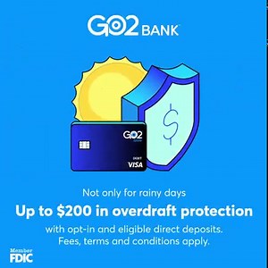 Get up to $200 in overdraft protection with the GO2bank debit card. No fee with the first $10 of coverage. Need more? We have you covered up $200. Fees may apply. | GO2bank