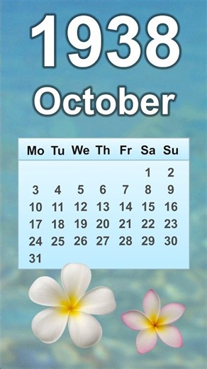 October 1938 Calendar