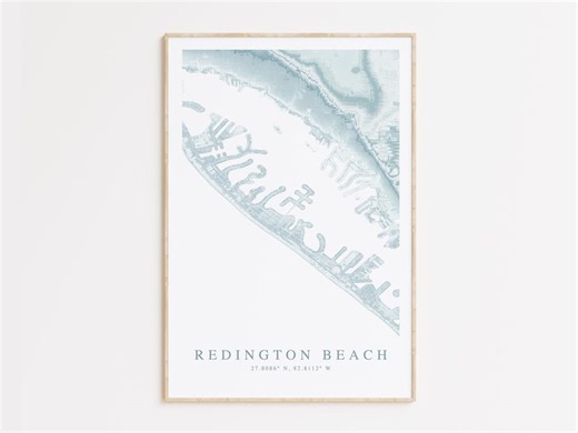 Redington Beach Florida Map Print, Beach House Art, Florida Gift