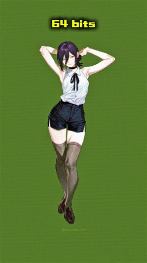Reze Pixel Art Devolution | Chainsaw Man | 64 Bits to 1/8 Bits