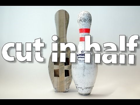 Bowling pin cut in half with waterjet