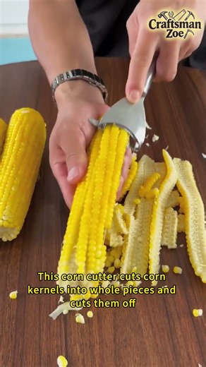 This corn cutter cuts corn kernels into whole pieces and cuts them off