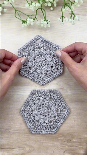Crochet hexagon with flower / Perfect crochet hexagon with invisible finish / Crochet hexagon