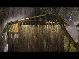 Heavy Pouring Rain On Tin Tent & Powerful Thunder Sounds On A Stormy Night | White Noise 10 Hours