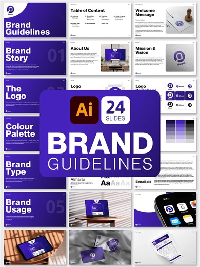 Editable Brand Guidelines Template: Modern Adobe Illustrator, Figma & Canva Template | Free Mockups - Etsy