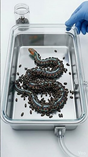 A colony of beetles swarms over a snake in this insane macro time-lapse experiment 🐍💀 #labexperiment