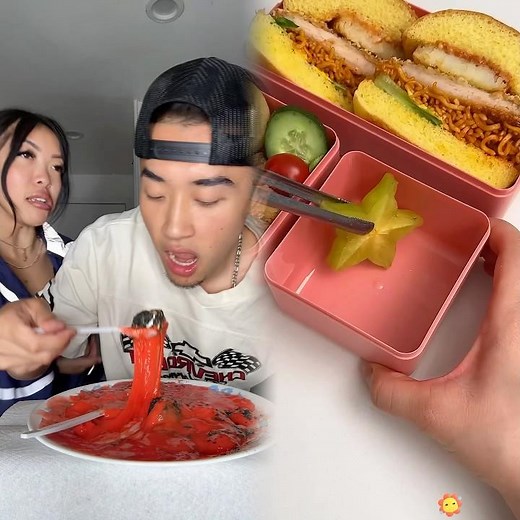 Rock paper scissors food challenge eating AI slime @Jennifer Ngo #davidngo #mukbang #pov