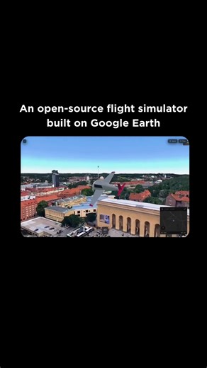 AI | Technology | Science on Instagram: "This open-source Google Earth flight simulator lets you fly over real cities using real map data, built by a single developer, fast, and without big tech backing ✈️🌍 Using publicly available mapping tools, it turns the planet into a live, interactive environment you can explore freely 🗺️💻 The bigger story isn’t the simulator itself, it’s what it represents 🚀 Tools once limited to governments or billion-dollar companies are now accessible to individual