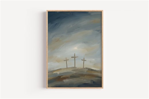 Three Crosses Print | Hill of Hope Christian Wall Art | Religious Decor, Inspirational Gift - Etsy