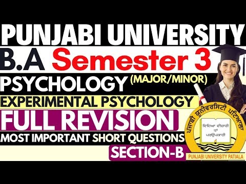 Experimental Psychology | BA Sem 3 Psychology | Psychology BA 3rd Sem | Punjabi University Patiala