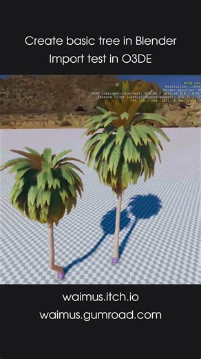 Create & import the generated palm tree to #o3de engine #gamedev