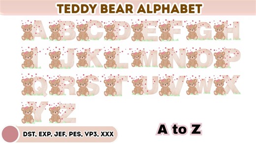 Teddy Bear Embroidery Font - A to Z Alphabet (digital Download ) - Etsy