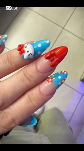 3d hello kitty nails