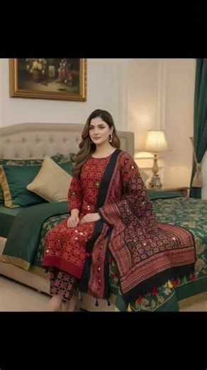 ajrak jall suit pasham sheesha .... jal dupata in soft cotton lawn.. #bint e hawa