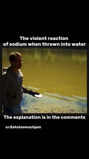 The violent reaction of sodium when thrown into water #shorts