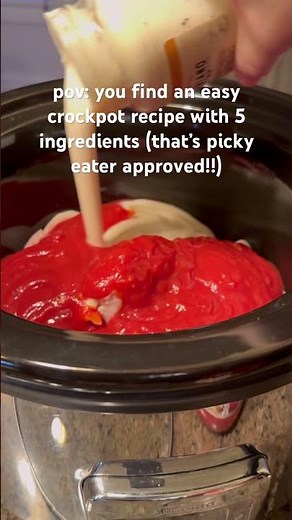 Crockpot Alfredo Marinara Chicken Pasta #recipe #easyrecipe #crockpot #trending #mealprep