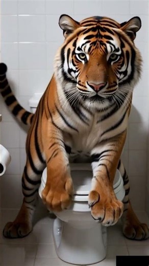 A Tiger Trying to Use a Toilet?! 😂🐅🚽