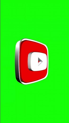Red & Silver YouTube Logo Icon 3D Animation on Green Screen Background