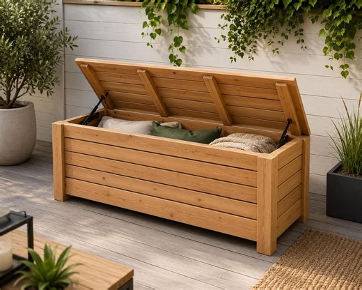 Outdoor Storage Bench Plans | DIY Wooden Patio Bench Blueprint (PDF Download) - Etsy