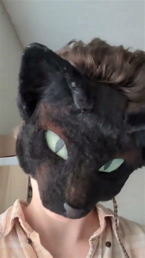 black cat mask reveal :3 #therian #cattherian #therianmask #maskmaking #furry #cosplay #blackcat