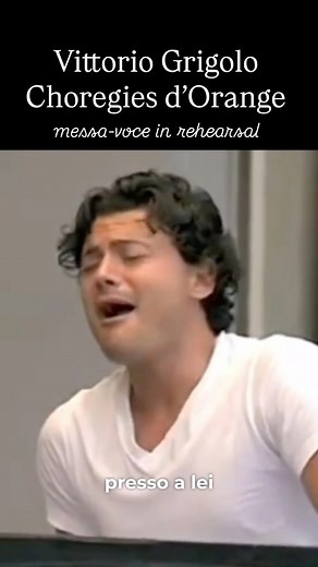 Vittorio Grigolo — Choregies d’Orange Rehearsal, 2009 In this rehearsal for La Traviata, Vittorio Grigolo can be seen singing in mezza voce, the half-voice often used in rehearsal to test balance and alignment before singing at full volume. This approach allows singers to feel how the voice sits, check phrasing, and conserve energy while preparing for performance. It’s always interesting to see how artists explore the voice in these moments—each singer develops their own way of finding what work