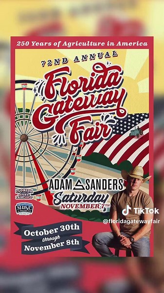 Nothing but bright lights, spinning rides, and that fair feeling. ✨ The 2026 Florida Gateway Fair is coming! 📅 October 30–November 8 📍 Lake City, Florida Who’s ready to ride?! 🎠🎡 #FloridaGatewayFair #LakeCityFL #FairSeason #FairTok #FloridaFairs #CountyFair #FairRides #FloridaEvents #FairFun #RideAllDay