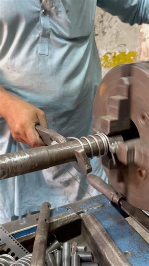 Simple Steel Wire Spring Making on a Vintage Lathe | Lathe Machine Project #shorts