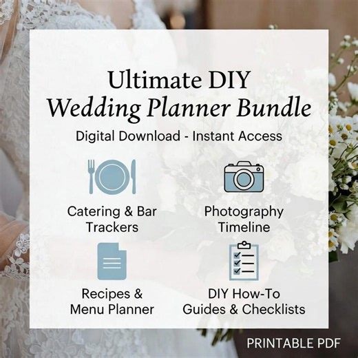 DIY Wedding Planner Bundle | Recipes, Checklists, Photography (printable PDF) - Etsy