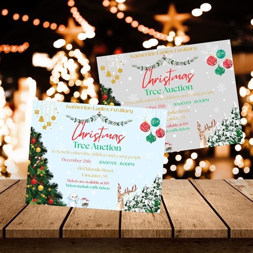 Christmas Tree Auction Invitation | EDITABLE Christmas Tree Fundraiser Flyer | Christmas Charity Event| Christmas Tree Flyer Editable Invite - Etsy