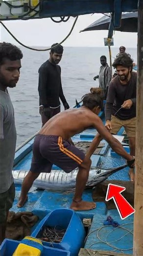 Real-Life Sea Adventure: Teamwork Lands a Monster Fish on the Boat