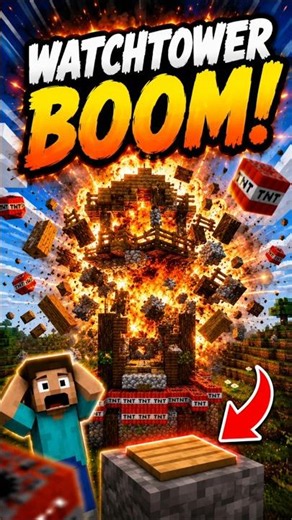 I Blew a Watchtower with TNT & Pressure Plates! 💥 #minecraftshorts