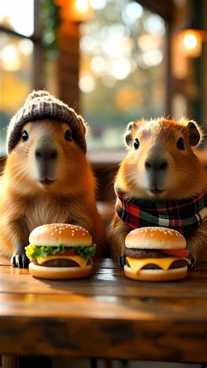 This tiny capybara REALLY said “no thanks” to the burger 😭🍔