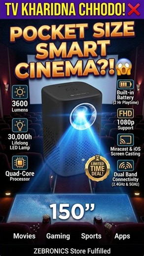 Pocket Size Smart Projector with Battery! 🔥 Best Gadget Under Budget #tech #gadgets