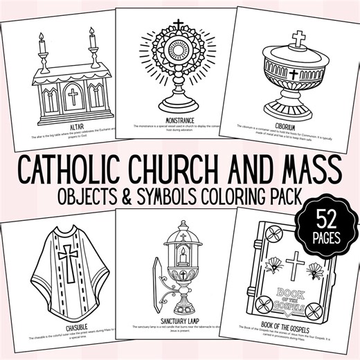 Catholic Mass and Church Coloring Pages| 52 Pages Kids Homeschool CCD Class Printable| Catechism Activity| for Ages 4-10 - Etsy Canada