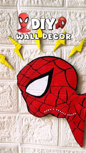 diy cute spiderman wall decor 🕸️🕷️ #shorts #diy #viral #spiderman #homedecor #art #painting