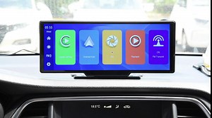 Hikity 10.26 Inch Wireless Apple Carplay with Dash Cam, Portable Car Stereo Wireless Android Auto, Dual Bluetooth, Loop Recording, Mirror Link, WiFi Video, FM, AUX, 64G TF Card