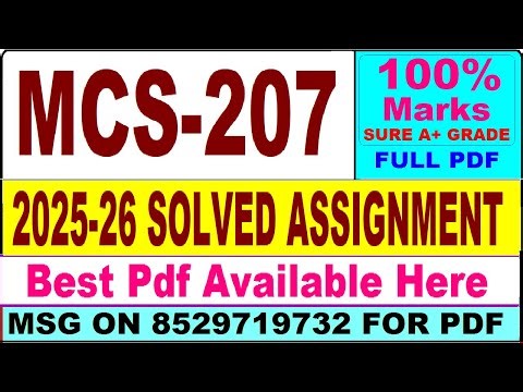 MCS 207 solved assignment 2025-26 || mcs 207 solved assignment 2026 in English || ignou mcs207