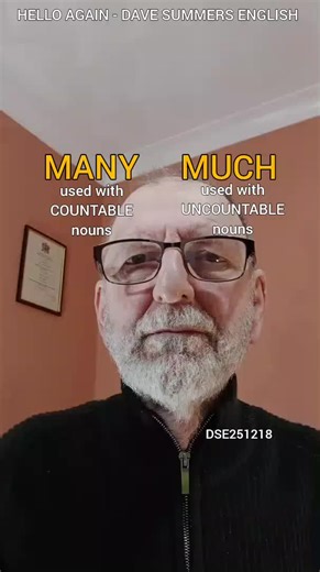 Learn English. Grammar: MANY and MUCH, countable and uncountable nouns. DSE251218. #learnenglish #englishgrammar #davesummersenglish