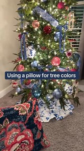 22K views · 141 reactions | How to choose Christmas tree colors? This year for my daughter’s bedroom tree I used a pillow from her bed for my color palette. Can you see the tinsel? I remember as a kid, my mom using tinsel and her trees. #christmastreedecorating #christmastree #holidaydecordiy#treedecorating #christmastime #holidayprep #christmastime #christmasdecor | Southern Charm Wreaths | Facebook